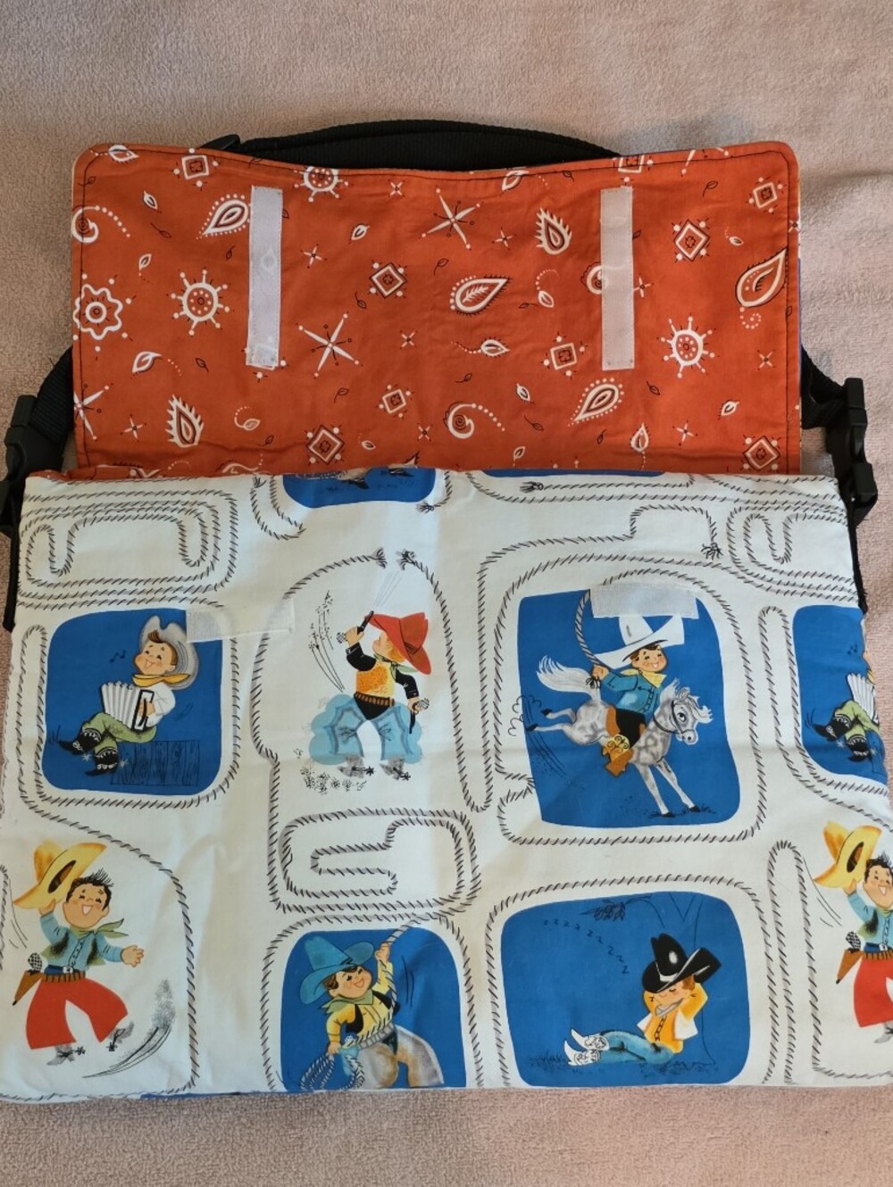 Adorable Quilted Cowboy Print Crossbody Bag Or Laptop Bag with Adjustable Strap
